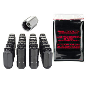6 LUG HEX INSTALL KIT WITH LOCKS (CONE SEAT NUT) M14X1.5/13/16 HEX/1.945-INCH LENGTH - BLACK