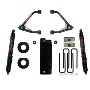 Upper Control Arm) 3.5-4-Inch Upper Control Arm Lift Kit With Rear Black Max B8500 Shocks For 2014-2016 GM 1500 4WD (With Cast
