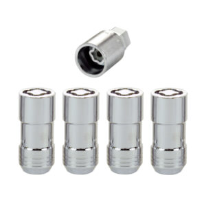 WHEEL LOCK NUT SET - 4PK. (CONE SEAT) M14X1.5/21MM & 22MM DUAL HEX/1.965-INCH L - CHROME