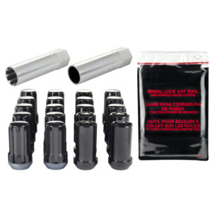 SPLINEDRIVE TUNER 5 LUG INSTALL KIT WITH LOCKS & TOOL (CONE) M14X1.5/22MM HEX - BLK