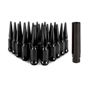 STEEL SPIKED LUG NUTS M14 X 1.5 24PC SET BLACK