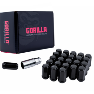 Gorilla Lug Nuts 1/2-20 Conical Seat Acorn Bulge Duplex Black Set of 24