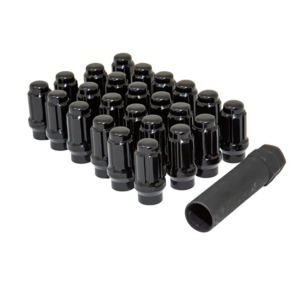 Gorilla Lug Nuts 1/2-20 Conical Seat Small Diameter Extended Thread Spline Black Set of 20