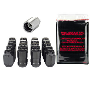 5 LUG HEX INSTALL KIT WITH LOCKS (CONE SEAT NUT) 1/2-20/13/16 HEX/1.5-INCH LENGTH - BLACK