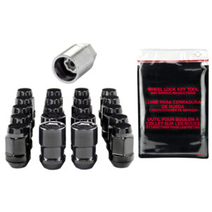 5 LUG HEX INSTALL KIT WITH LOCKS (CONE SEAT NUT/BULGE) M12X1.5/3/4 HEX/1.45-INCH L - BLACK