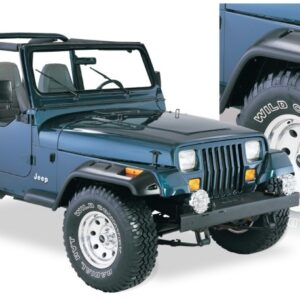 1987-1995 Jeep Wrangler Cutout Style Flares 4pc Cutting Optional Not Renegade - Black