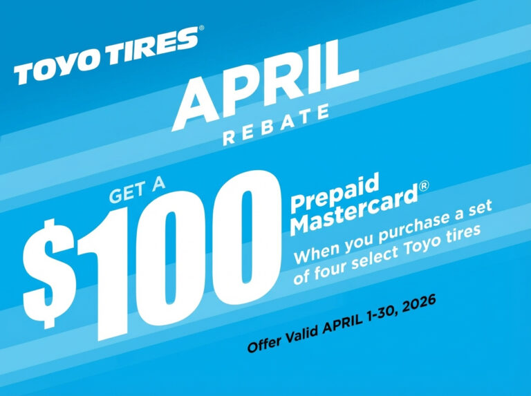 Get $100 Back on Toyo Tires This April at Fitment Dynamics