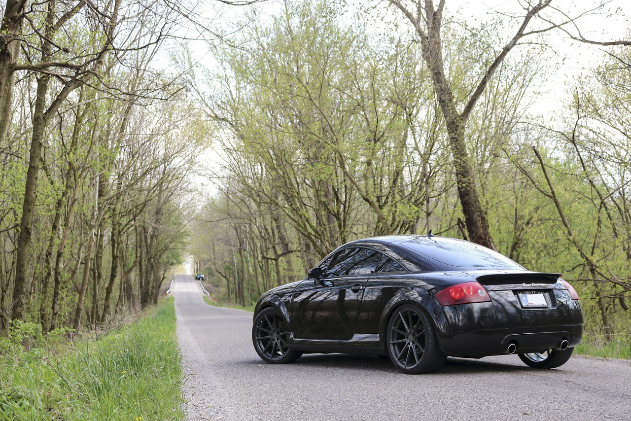 2005 Audi TT lowered on 19x8.5 TSW Bathurst wheels and 235/35R19 tires